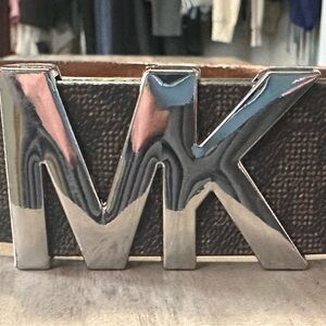 Michael Kors Brown Belt with Silver MK Logo